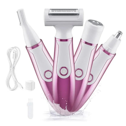 4 In 1 Electric Lady Shaver for Shaver Lady Shaver Body Hair Trimmer for Armpit Bikini Arm Leg Face Mustache Portable Painless